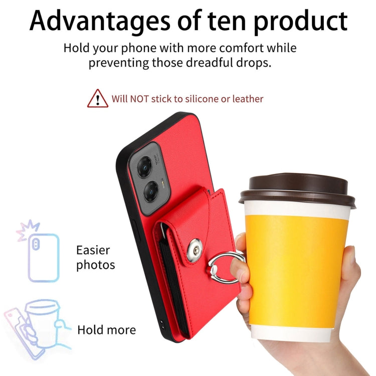 For Motorola Moto G Stylus 5G 2024 Organ Card Bag Ring Holder Phone Case(Red) by buy2fix