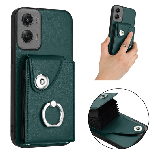 For Motorola Moto G Stylus 5G 2024 Organ Card Bag Ring Holder Phone Case(Green) by buy2fix