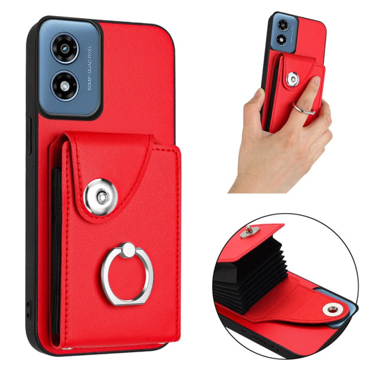 For Motorola Moto G Play 2024 5G Organ Card Bag Ring Holder Phone Case(Red) by buy2fix
