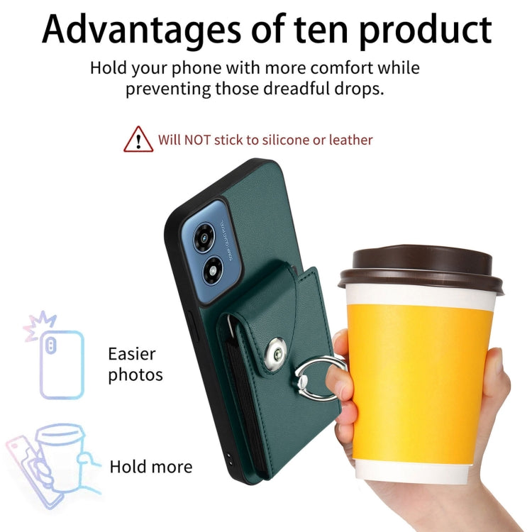 For Motorola Moto G Play 2024 5G Organ Card Bag Ring Holder Phone Case(Green) by buy2fix