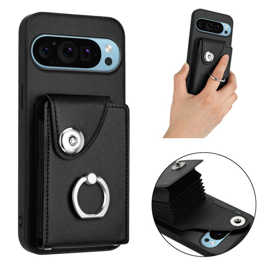 For Google Pixel 9 / 9 Pro Organ Card Bag Ring Holder Phone Case(Black) by buy2fix