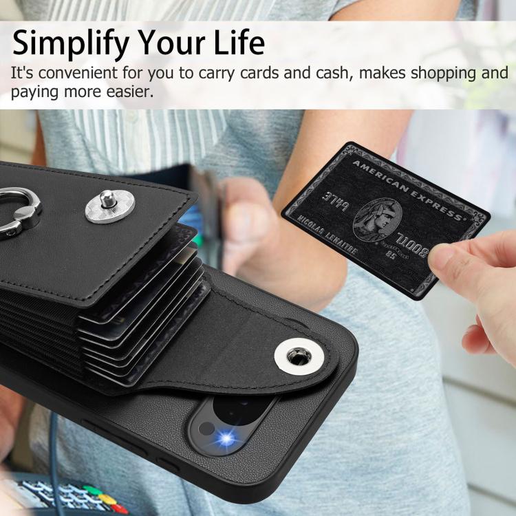 For Google Pixel 10 / 10 Pro Organ Card Bag Ring Holder Phone Case(Black) - Google Cases by buy2fix | Online Shopping UK | buy2fix
