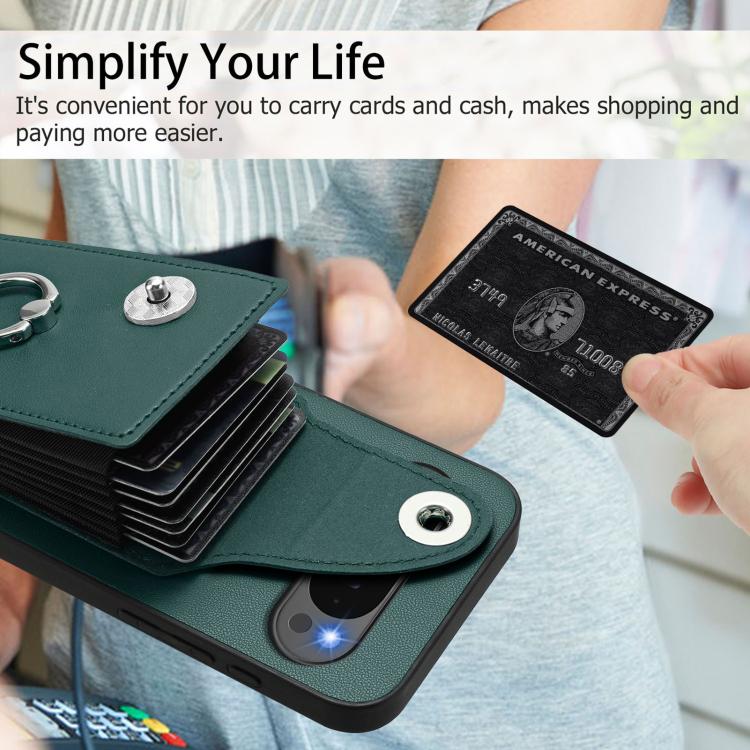 For Google Pixel 10 Pro XL Organ Card Bag Ring Holder Phone Case(Green) - Google Cases by buy2fix | Online Shopping UK | buy2fix