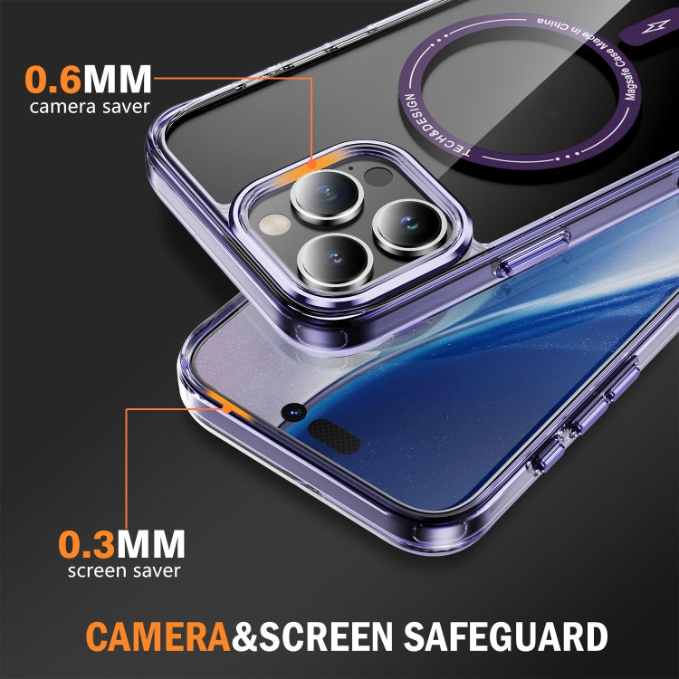 For iPhone 16 Pro Max Airbag Magsafe PC Hybrid TPU Phone Case(Clear Purple) by buy2fix