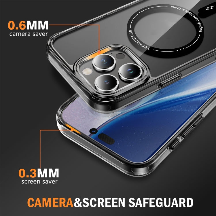 For iPhone 16 Pro Airbag Magsafe PC Hybrid TPU Phone Case(Clear Black) by buy2fix