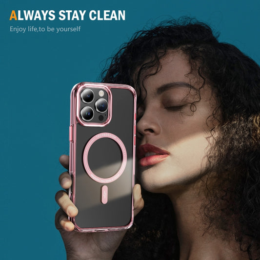 For iPhone 16 Pro Airbag Magsafe PC Hybrid TPU Phone Case(Clear Pink) by buy2fix