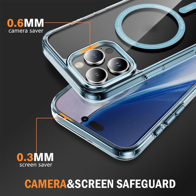 For iPhone 16 Pro Airbag Magsafe PC Hybrid TPU Phone Case(Clear Blue) by buy2fix