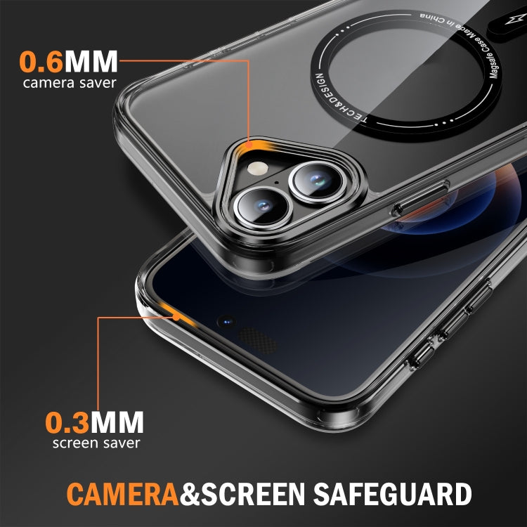 For iPhone 16 Plus Airbag Magsafe PC Hybrid TPU Phone Case(Clear Black) by buy2fix