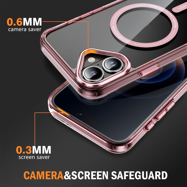 For iPhone 16 Plus Airbag Magsafe PC Hybrid TPU Phone Case(Clear Pink) by buy2fix