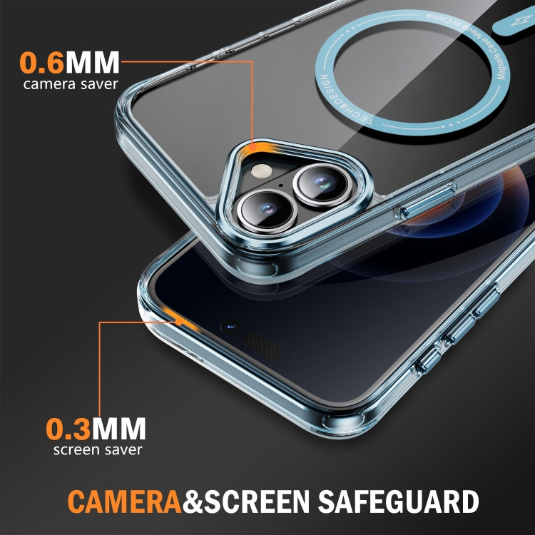 For iPhone 16 Plus Airbag Magsafe PC Hybrid TPU Phone Case(Clear Blue) by buy2fix