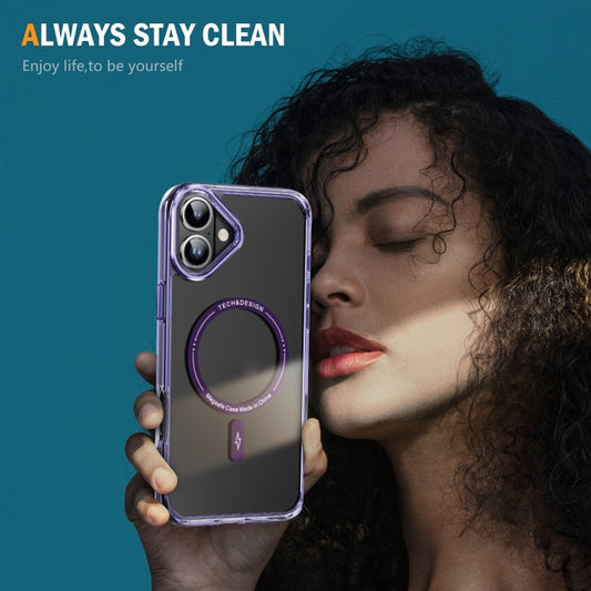 For iPhone 16 Plus Airbag Magsafe PC Hybrid TPU Phone Case(Clear Purple) by buy2fix