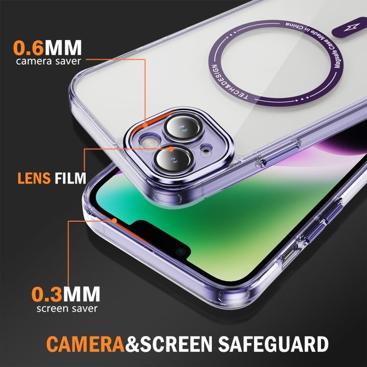 For iPhone 14 Plus Airbag Magsafe PC Hybrid TPU Phone Case(Clear Purple) by buy2fix