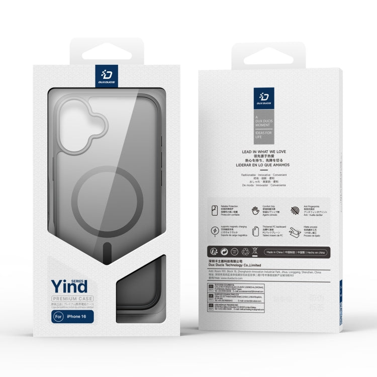 For iPhone 16 DUX DUCIS Yind Series MagSafe TPU Hybrid PC Phone Case(Black) by DUX DUCIS