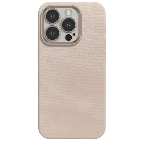For iPhone 15 Pro Skin Feel Denim Leather MagSafe Phone Case(Nude Pink) by buy2fix