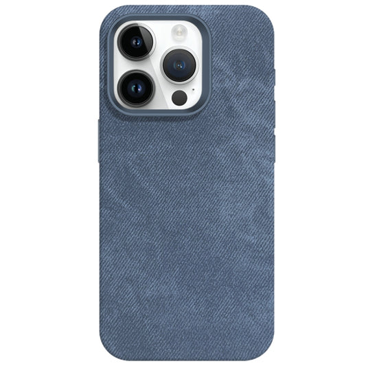 For iPhone 14 Pro Skin Feel Denim Leather MagSafe Phone Case(Light Blue) by buy2fix