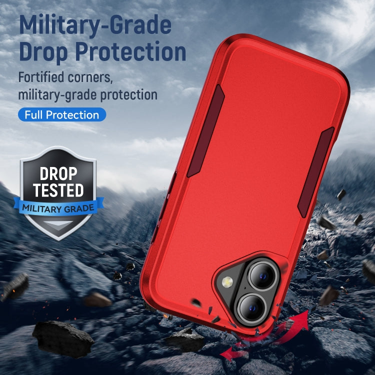 For iPhone 16 Pioneer Armor Heavy Duty PC + TPU Phone Case(Red+Rose Red) by buy2fix
