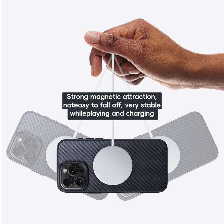 For iPhone 16 Pro Carbon Fiber Kevlar MagSafe Magnetic Phone Case(Black) by buy2fix