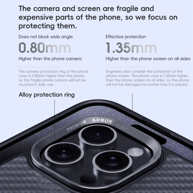 For iPhone 16 Carbon Fiber Kevlar MagSafe Magnetic Phone Case(Black) by buy2fix