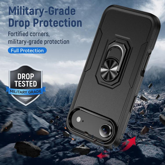 For iPhone Air Pioneer Armor Heavy Duty PC + TPU Phone Case with Holder(Black) - iPhone Air Cases by buy2fix | Online Shopping UK | buy2fix
