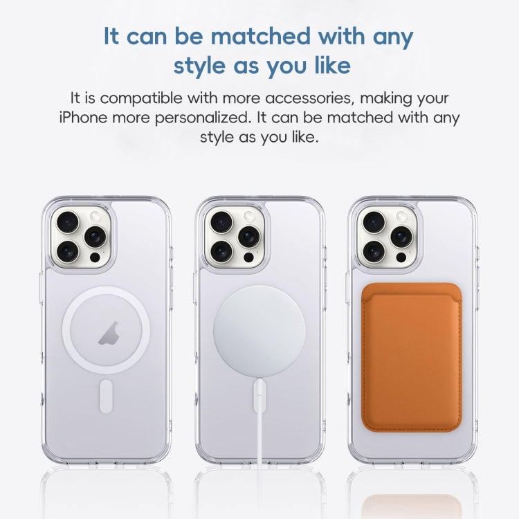 For iPhone 16 Crystal Clear Frosted MagSafe Magnetic Phone Case(Transparent Titanium Blue) - iPhone 16 Cases by buy2fix | Online Shopping UK | buy2fix