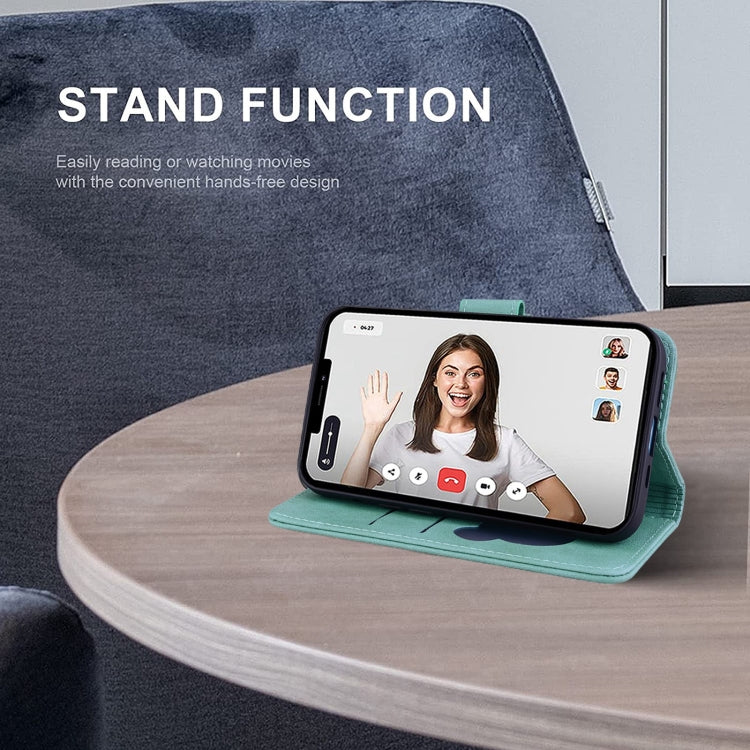 For Redmi K70 Ultra Cute Cat Embossed Leather Phone Case(Green) by buy2fix