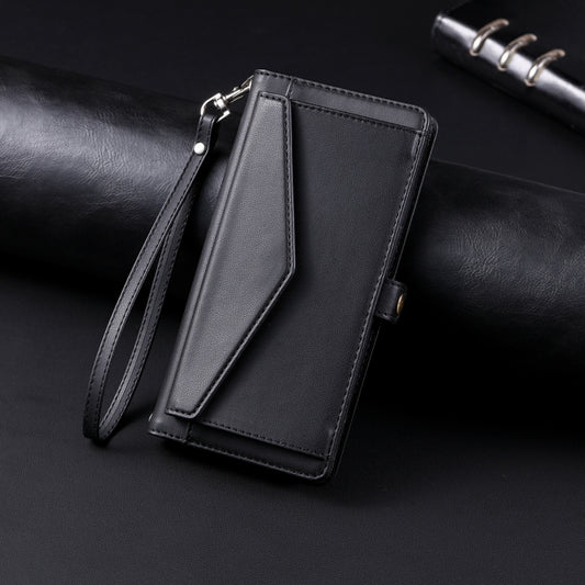 For iPhone 16 Plus Wallet Multi-card Slot Leather Phone Case with Lanyard(Black) by buy2fix