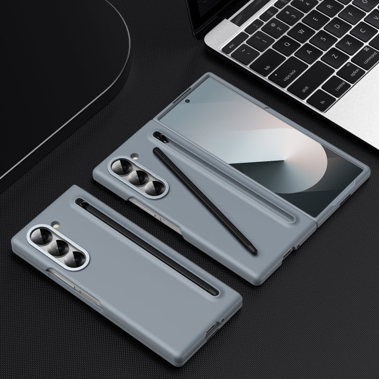 For Samsung Galaxy Z Fold6 Skin Feel Foldable Shockproof Phone Case with Capacitive Stylus(Grey) - Galaxy Z Fold6 5G Cases by buy2fix | Online Shopping UK | buy2fix