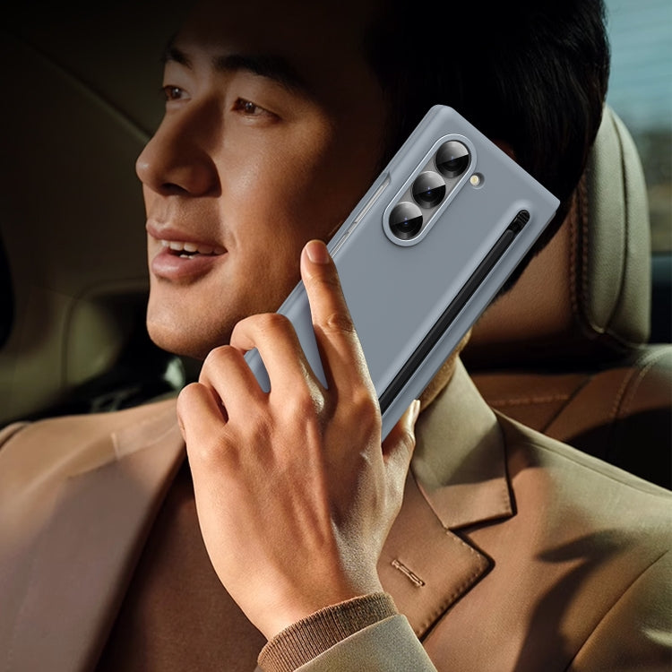 For Samsung Galaxy Z Fold6 Integrated Skin Feel Foldable Phone Case with Capacitive Stylus(Grey) - Galaxy Z Fold6 5G Cases by buy2fix | Online Shopping UK | buy2fix