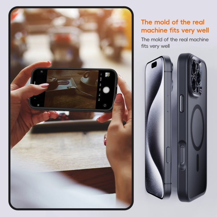 For iPhone 16 Pro Fine Hole Frosted MagSafe Magnetic Phone Case(Black) - iPhone 16 Pro Cases by buy2fix | Online Shopping UK | buy2fix
