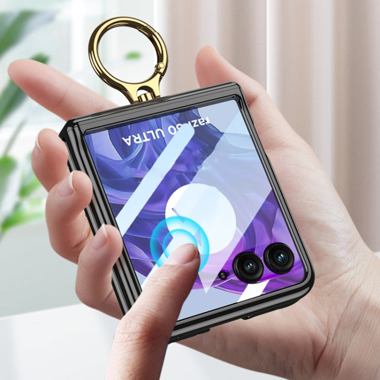 For Motorola Razr 50 GKK Integrated Magnetic Folding Phantom Rotary Phone Case with Ring Holder(Black) by GKK