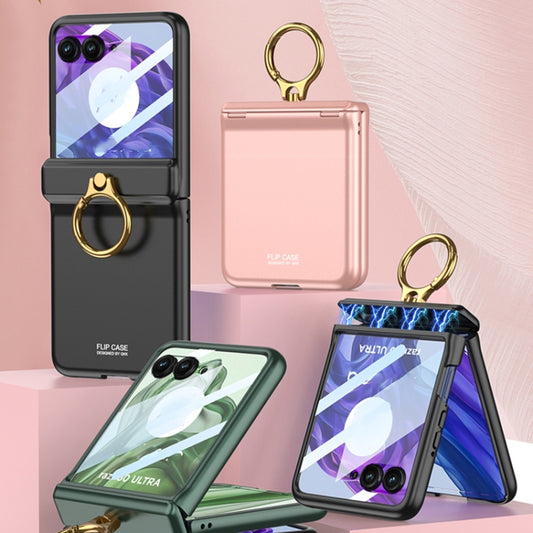 For Motorola Razr 50 Ultra GKK Integrated Magnetic Hinged Flip Case with Ring Holder(Green) by GKK