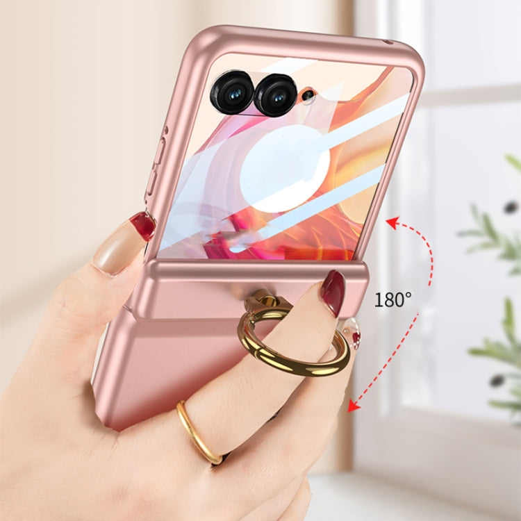 For Motorola Razr 50 GKK Integrated Magnetic Hinged Flip Case with Ring Holder(Pink) by GKK