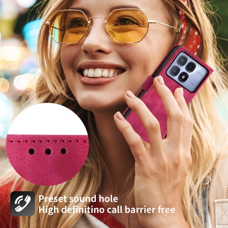 For Redmi K70 Ultra Skin Feel Flowers Embossed Wallet Leather Phone Case(Wine Red) by buy2fix