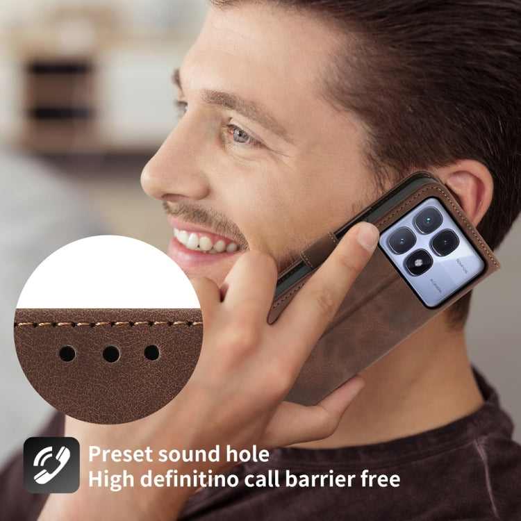 For Redmi K70 Ultra Skin Feel Flowers Embossed Wallet Leather Phone Case(Brown) by buy2fix