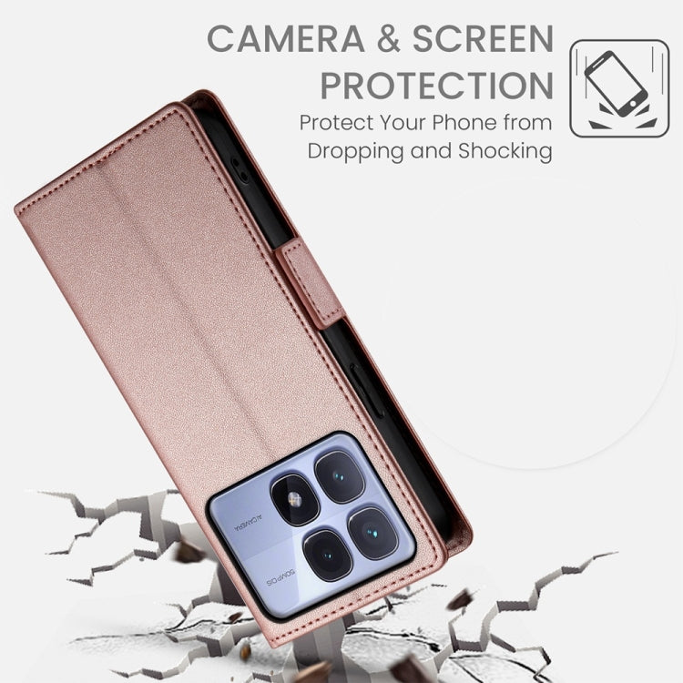 For Redmi K70 Ultra Side Buckle Magnetic Frosted Leather Phone Case(Rose Gold) by buy2fix