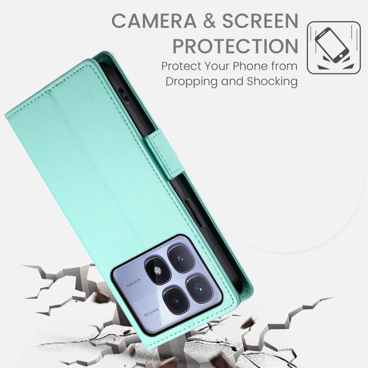 For Redmi K70 Ultra Side Buckle Magnetic Frosted Leather Phone Case(Mint Green) by buy2fix