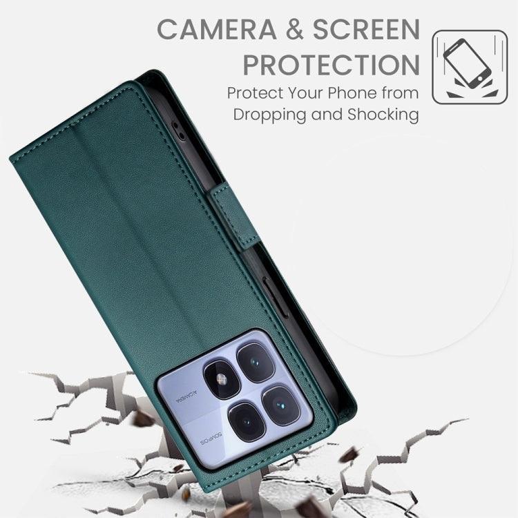 For Redmi K70 Ultra Side Buckle Magnetic Frosted Leather Phone Case(Dark Green) by buy2fix