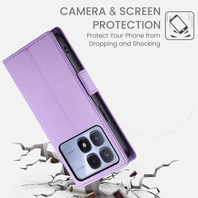 For Redmi K70 Ultra Side Buckle Magnetic Frosted Leather Phone Case(Purple) by buy2fix