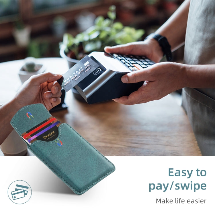 Denior V12 MagSafe Magnetic Phone PU Card Sleeve(Blue) by Denior