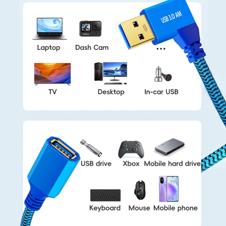 USB 3.0 Female To USB 3.0 Male Side Elbow Extension Cable for USB Disk Mouse / Keyboard / Printer, Length:1m(Right Elbow) by buy2fix