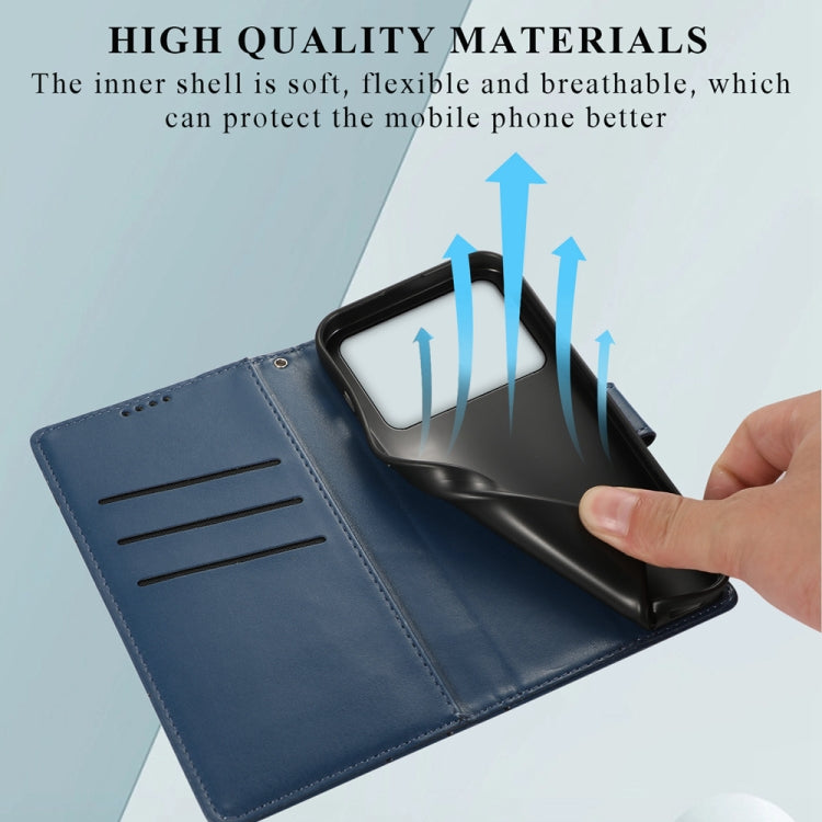 For Redmi K70 Ultra PU Genuine Leather Texture Embossed Line Phone Case(Blue) by buy2fix