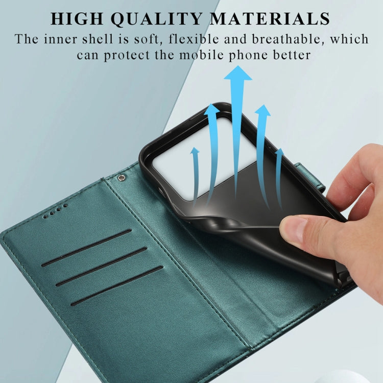 For Redmi K70 Ultra PU Genuine Leather Texture Embossed Line Phone Case(Green) by buy2fix