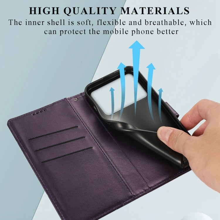 For Redmi K70 Ultra PU Genuine Leather Texture Embossed Line Phone Case(Purple) by buy2fix