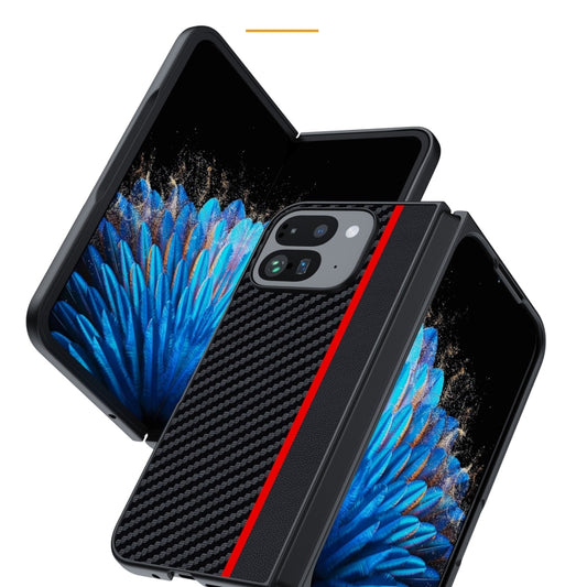 For Google Pixel 9 Pro Fold Ultra-thin Carbon Fiber Texture Printing Phone Case(Black Blue) by buy2fix