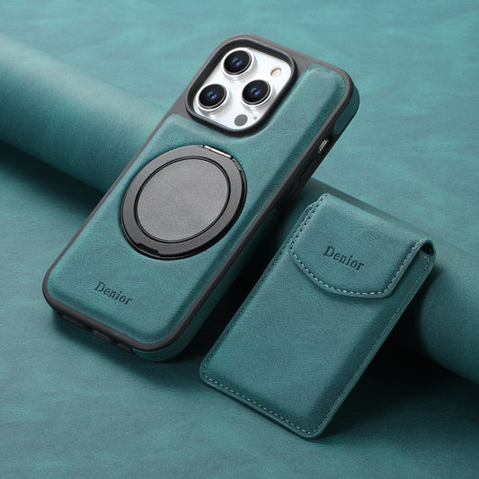 For iPhone 14 Pro Denior D20 Skin Feel MagSafe Holder Detachable Card Slot Phone Case(Blue) by Denior