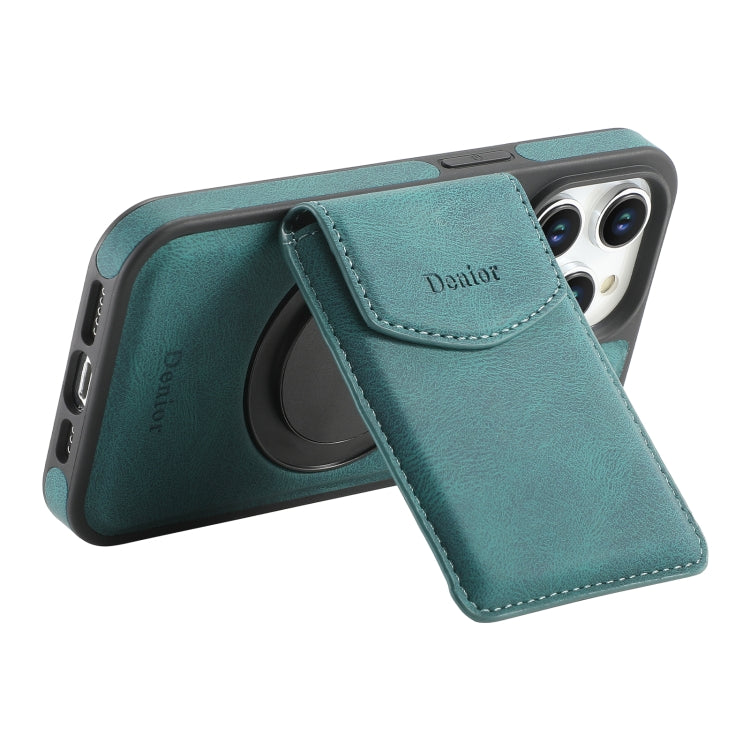 For iPhone 14 Pro Max Denior D20 Skin Feel MagSafe Holder Detachable Card Slot Phone Case(Blue) by Denior
