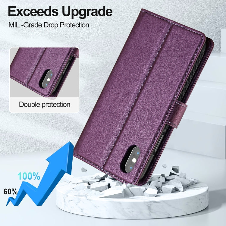 For iPhone X / XS LC.IMEEKE L2 Series Detachable Magsafe PU Phone Case with Lanyard(Purple) by LC.IMEEKE