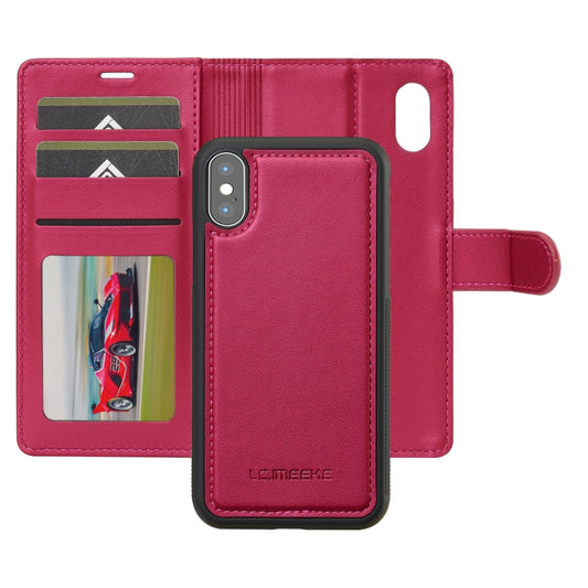 For iPhone X / XS LC.IMEEKE L2 Series Detachable Magsafe PU Phone Case with Lanyard(Red) by LC.IMEEKE
