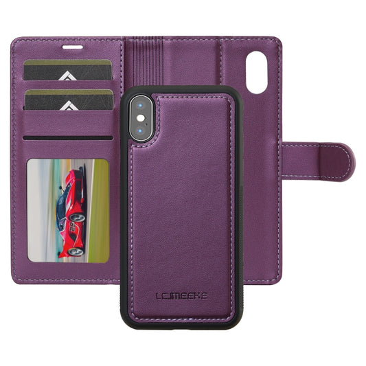 For iPhone XR LC.IMEEKE L2 Series Detachable Magsafe PU Phone Case with Lanyard(Purple) by LC.IMEEKE