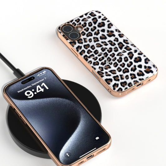 For iPhone 16 Plus Nano Plating Leopard Print Phone Case(Silver) by buy2fix
